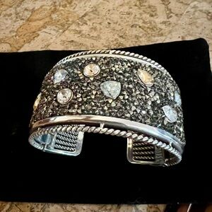 Brighton Silver and Black Crystal Cuff Bracelet